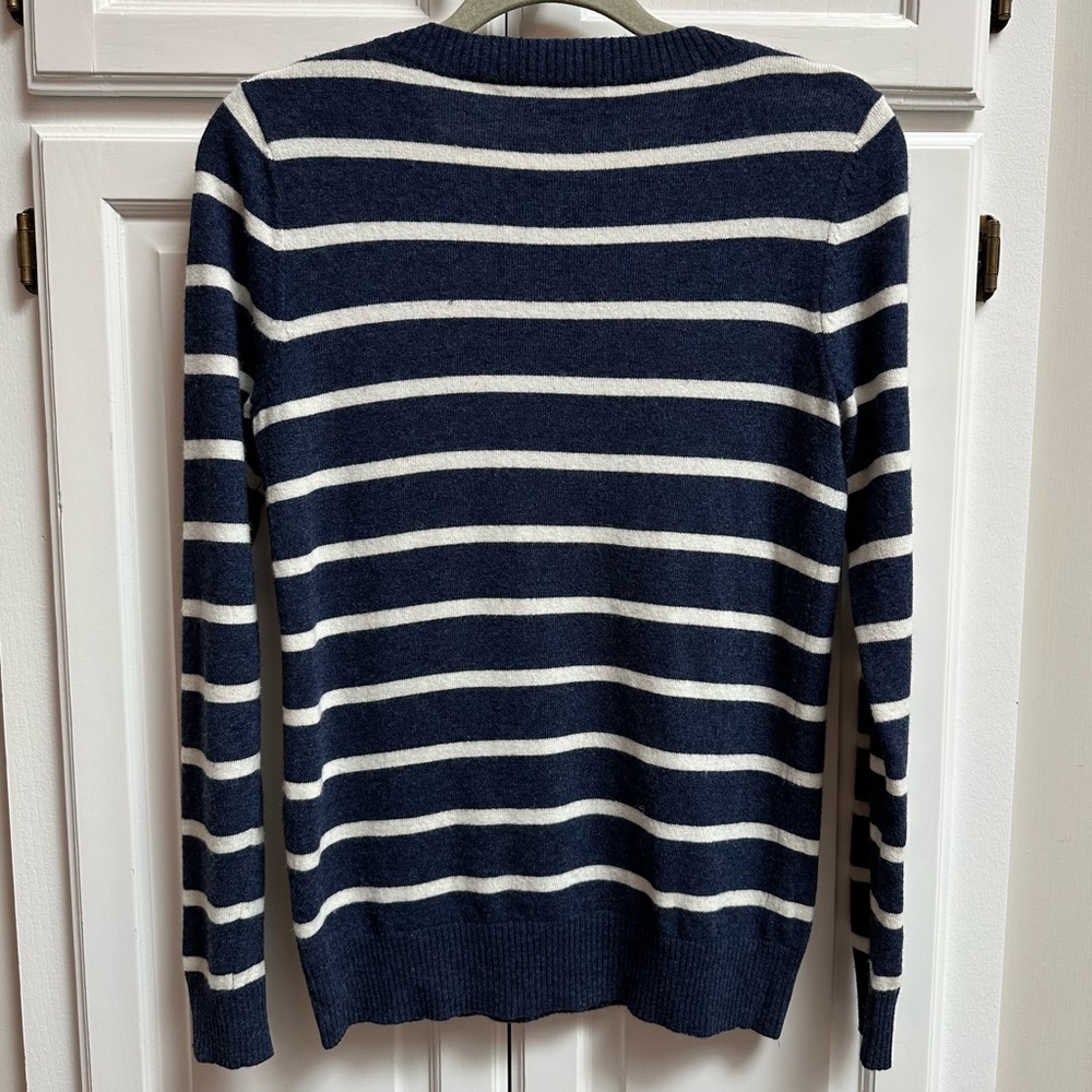 A.P.C. Blue & White Striped Sweater Button Neck Cashmere & Wool Size Small - Picture 2 of 10